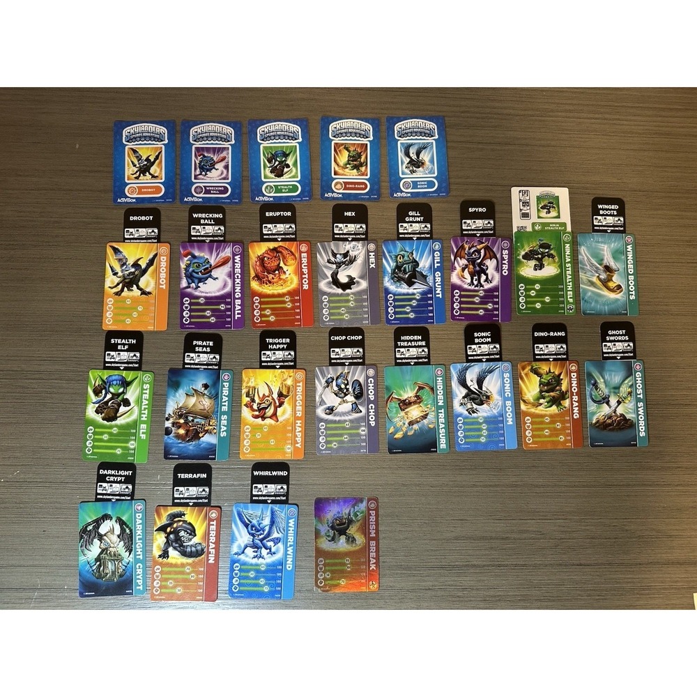 Skylanders Spyro's Adventure 20 Trading Cards, 18 Character Codes, 6 Stickers
